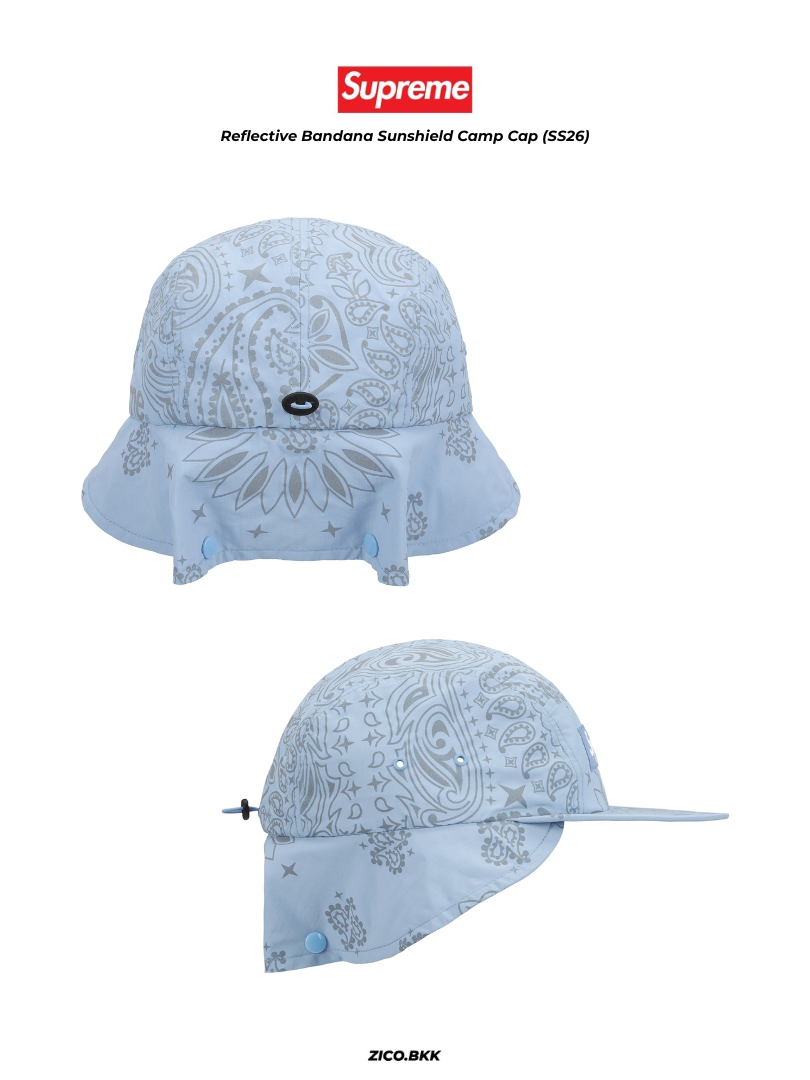 Supreme Reflective Bandana Sunshield Camp Cap (SS26)
