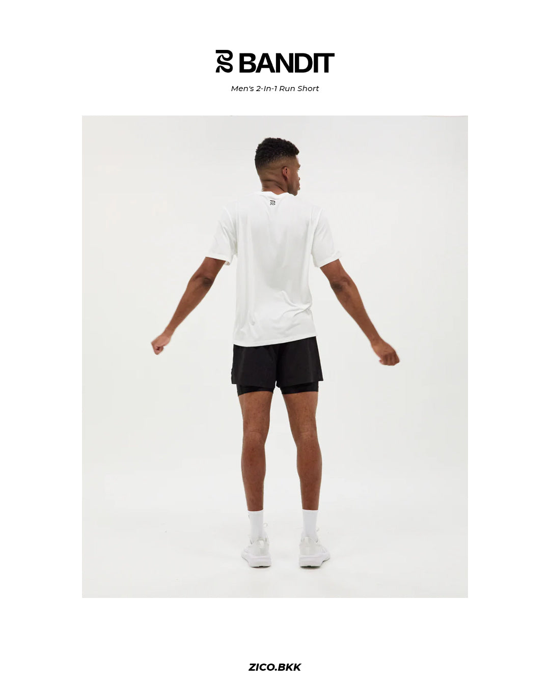 Bandit Vento Men’s 2-In-1 Run Shorts (Black)