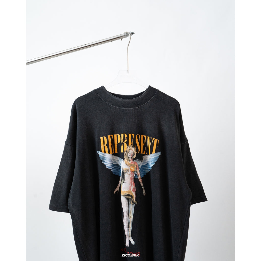 Represent Reborn T-Shirt (Aged Black/Flat White) - Represent T-Shirt | ZICO.BKK