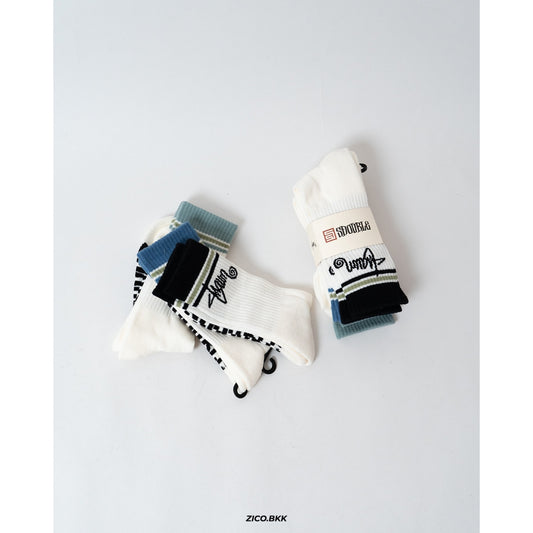 S-Double Stripe Shawn Script Crew Socks - S-Double Socks | ZICO.BKK