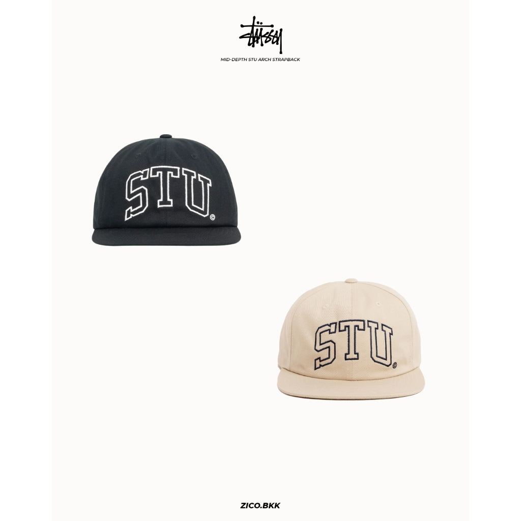 Stussy Mid-Depth STU Arch Strapback Cap (FW24) | ZICO.BKK – zico.bkk