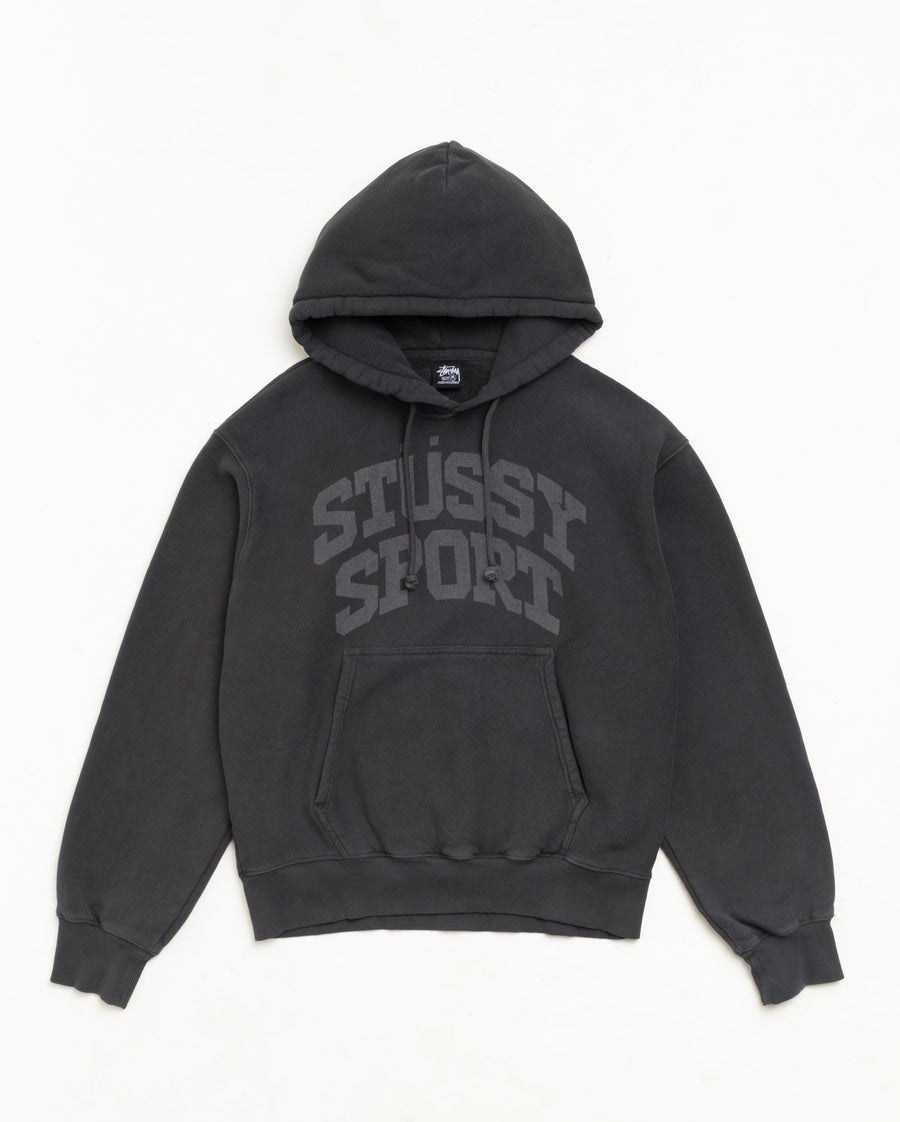 Stussy Block Sport Hoodie Garment Dyed - Faded Black - Faded Black