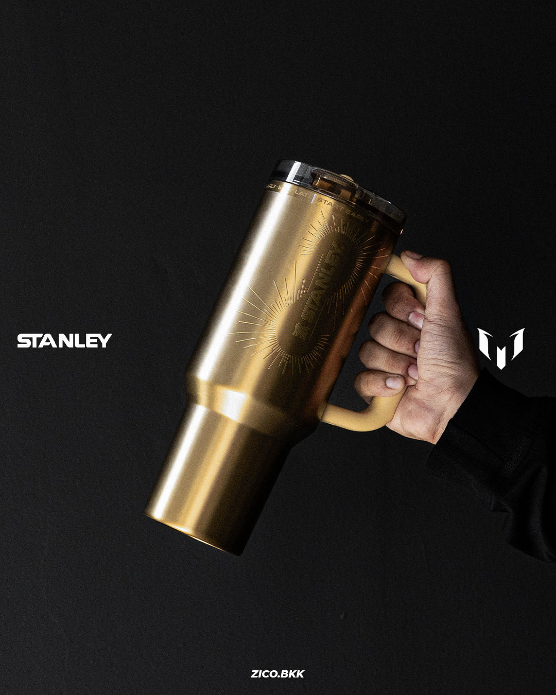 Stanley Quencher ProTour Flip Straw Tumbler 40oz Messi Legacy แก้วเก็บเย็น 40oz โทนทองพร้อมโลโก้ Messi