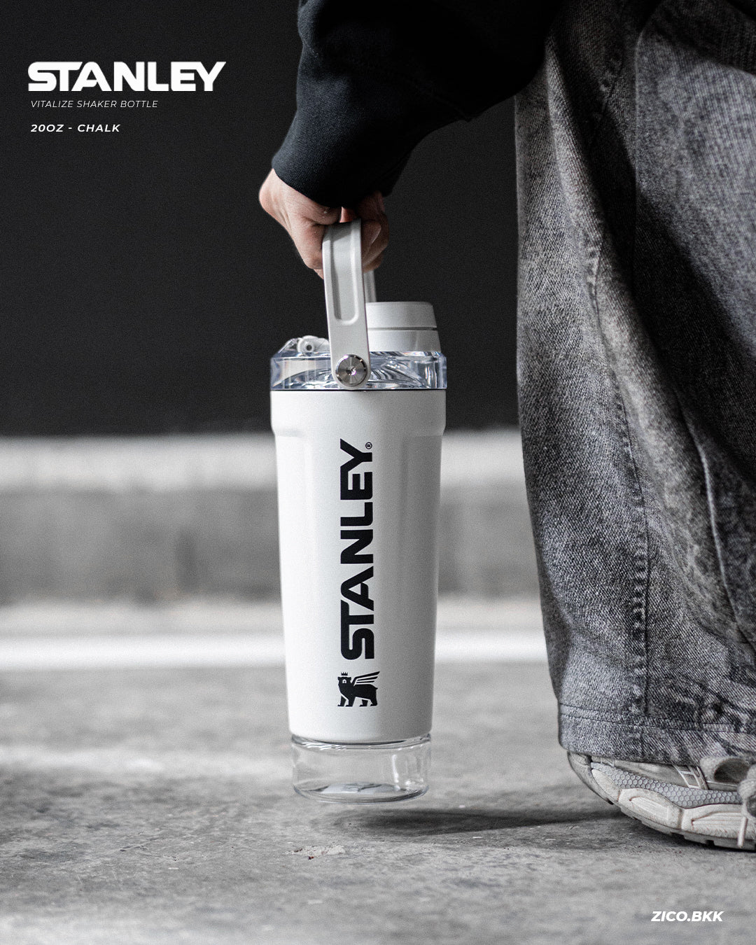 Stanley The Vitalize Shaker Bottle 20oz สี Chalk ขวดเชคโปรตีนสแตนเลส ZICO.BKK