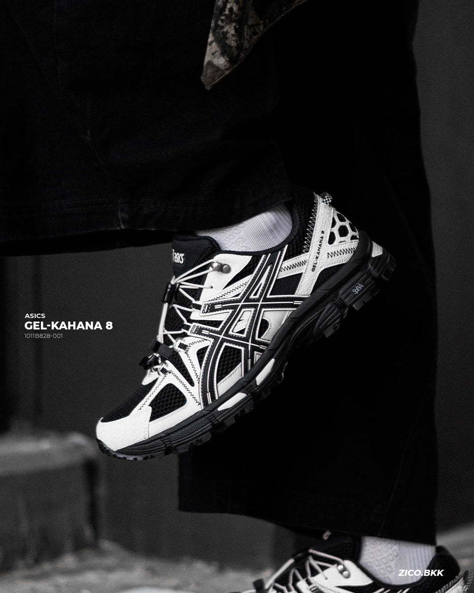 ASICS Gel-Kahana 8 FL 1011B828-001 Black White close up for streetrunning style ZICO.BKK