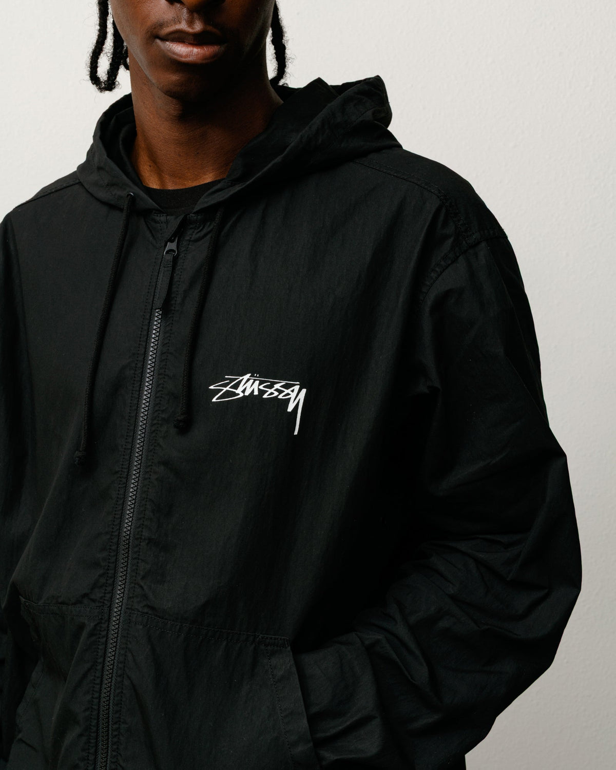 Stussy Waxed Cotton Beach Shell | Black | official 5