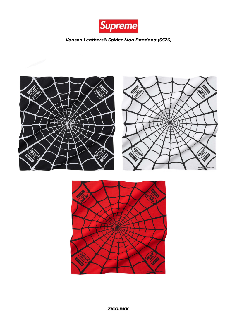 Supreme x Vanson Leathers® Spider-Man Bandana (SS26) | Bandana
