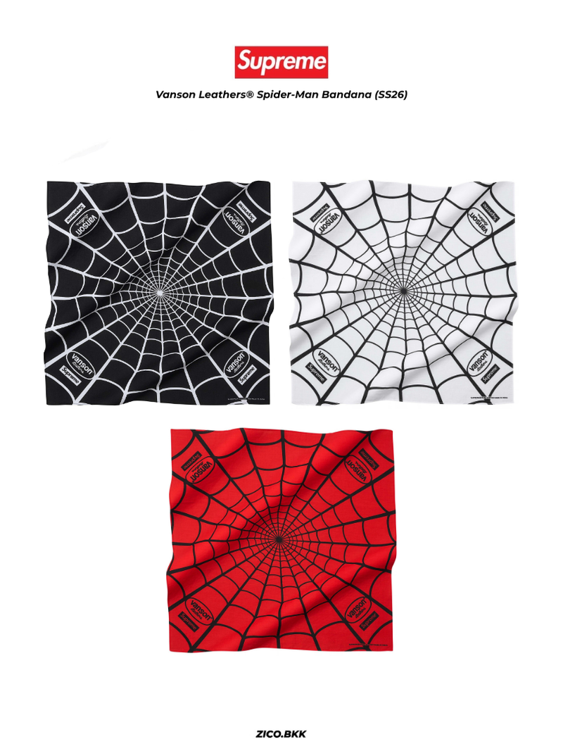 Supreme x Vanson Leathers® Spider-Man Bandana (SS26) - Supreme Bandana | ZICO.BKK