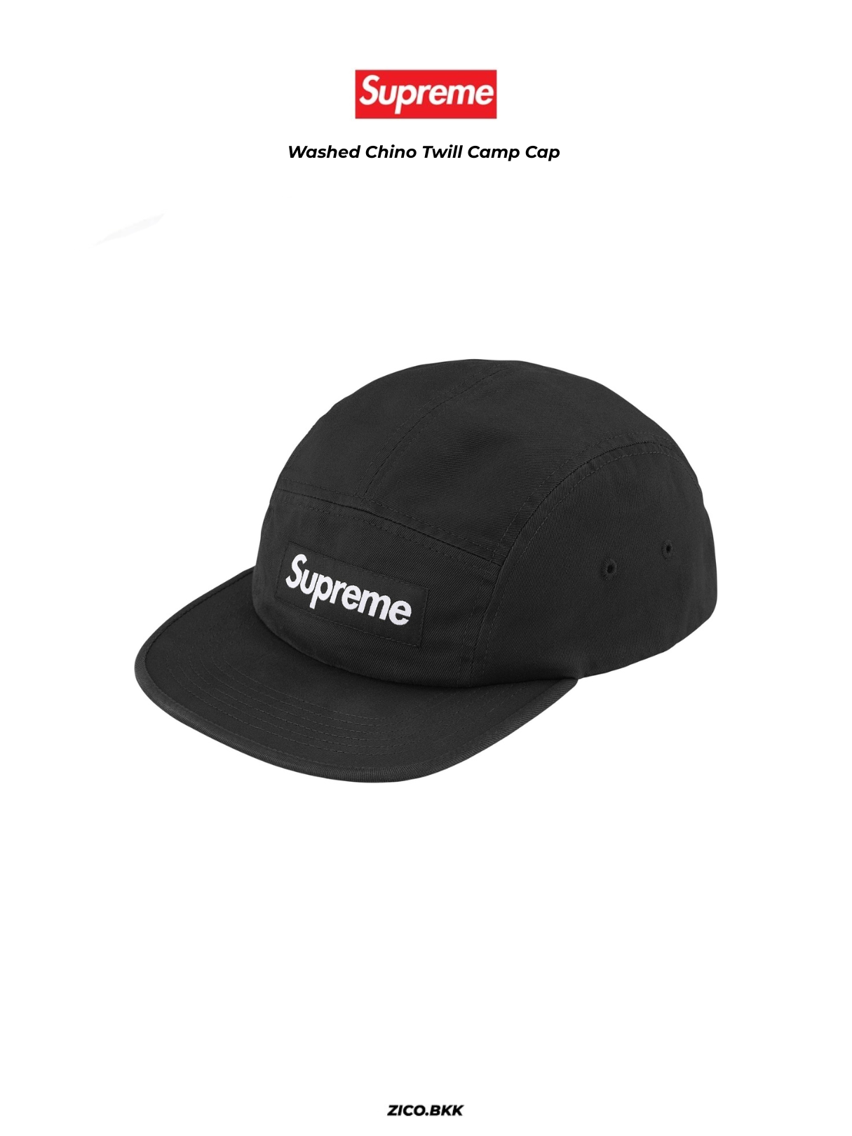 Supreme Washed Chino Twill Camp Cap (SS26) - Supreme Cap | ZICO.BKK