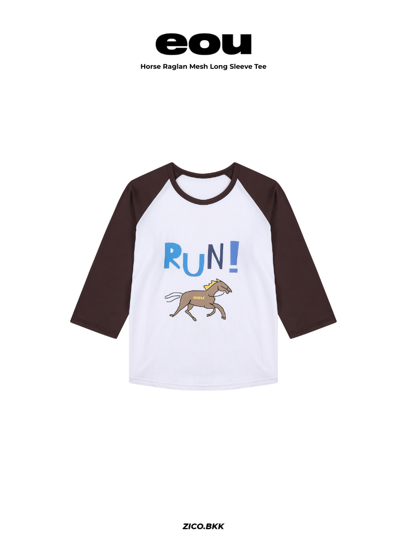 EOU Horse Raglan Mesh Long Sleeve Tee