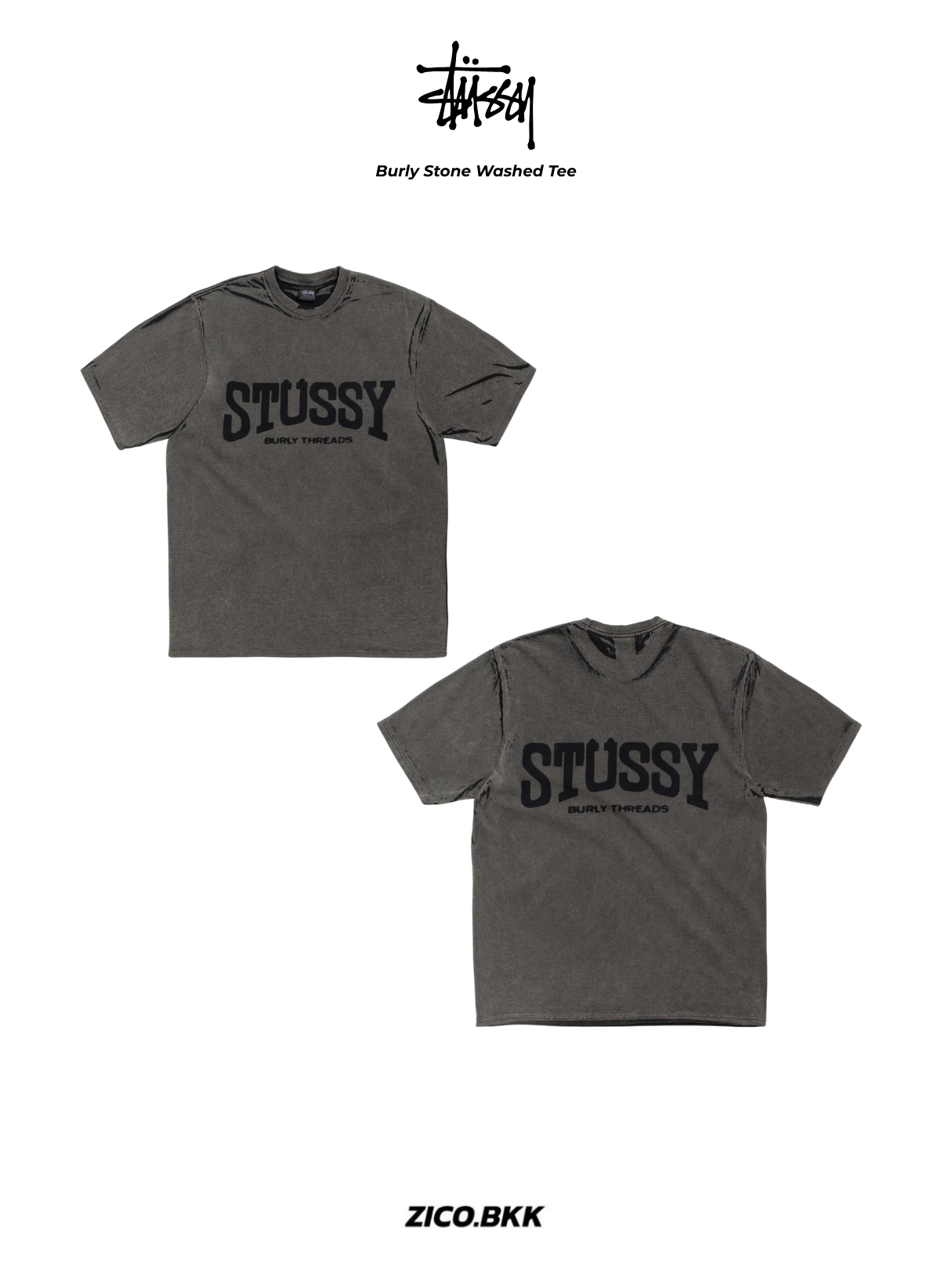 Stussy Burly Stone Washed Tee - Stussy T-Shirt | ZICO.BKK
