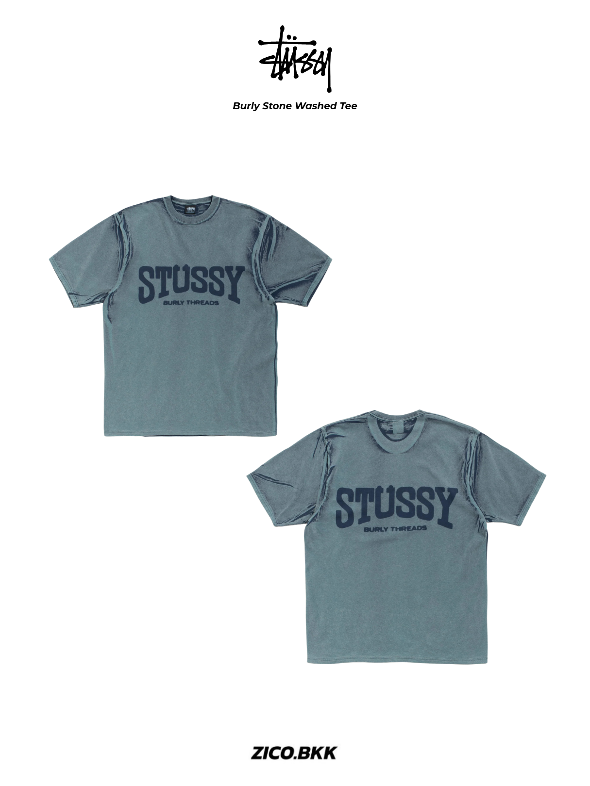 Stussy Burly Stone Washed Tee - Stussy T-Shirt | ZICO.BKK