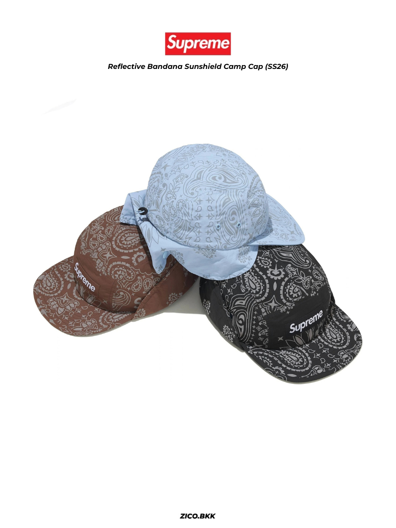 Supreme Reflective Bandana Sunshield Camp Cap (SS26)