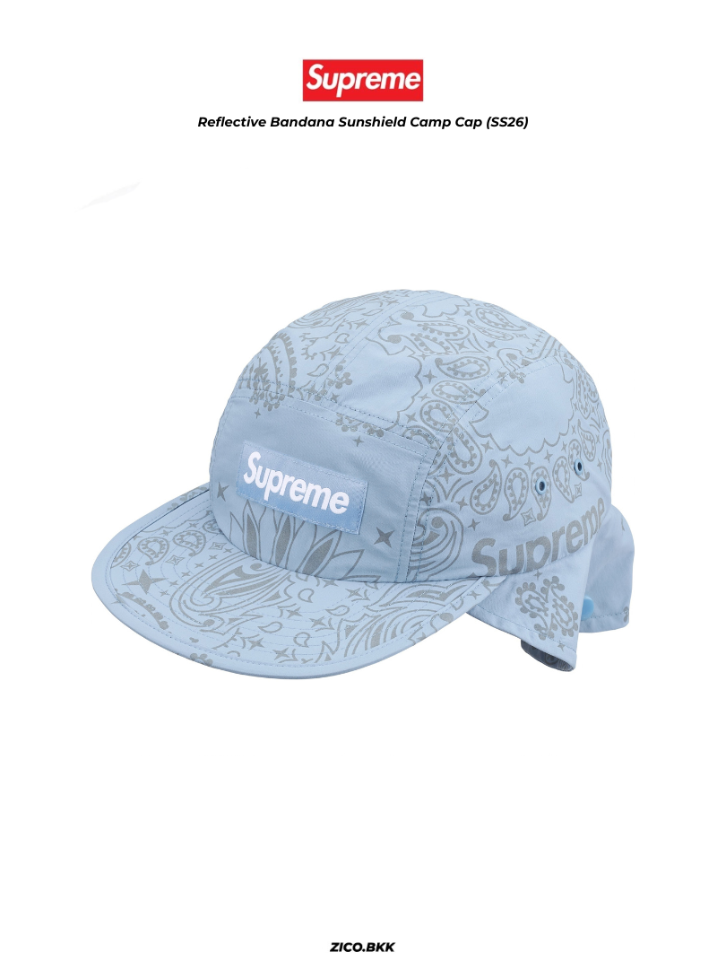 Supreme Reflective Bandana Sunshield Camp Cap (SS26)