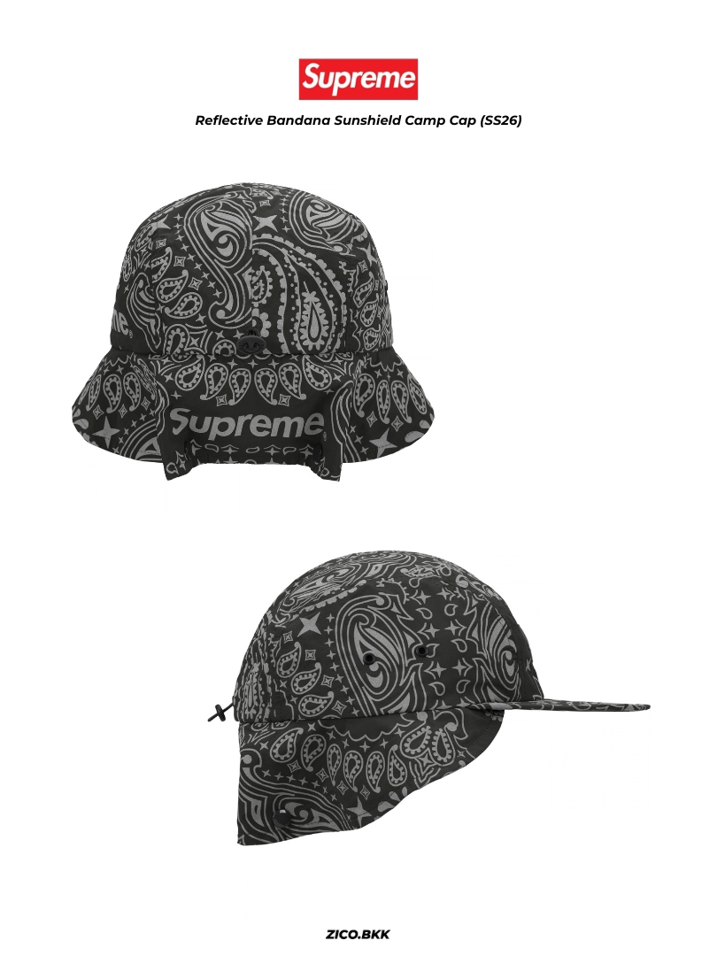 Supreme Reflective Bandana Sunshield Camp Cap (SS26)