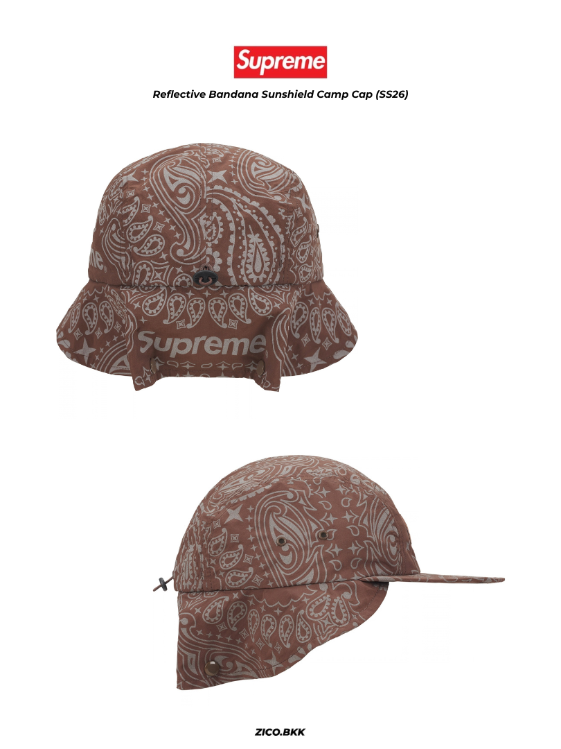 Supreme Reflective Bandana Sunshield Camp Cap (SS26)