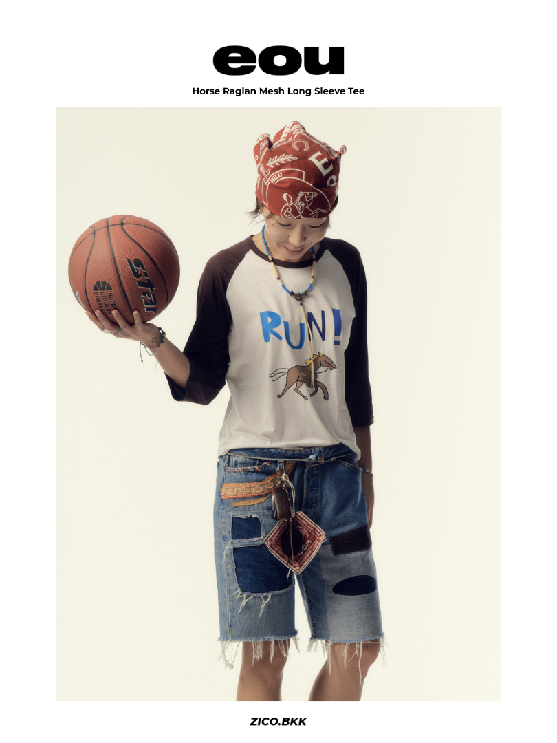EOU Horse Raglan Mesh Long Sleeve Tee
