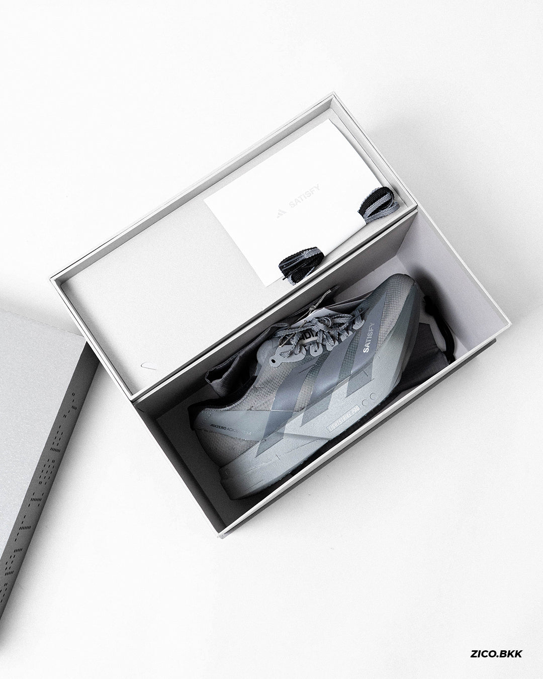 Adidas x SATISFY Adizero Adios Pro 4 Black in shoebox - ZICO.BKK
