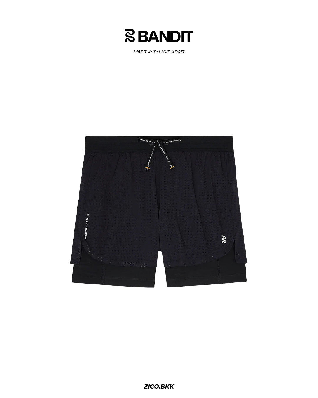 Bandit Vento Men’s 2-In-1 Run Shorts (Black)