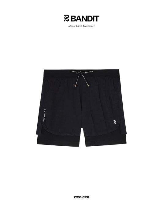 Bandit Vento Men's 2-In-1 Run Shorts Black - Bandit Running Running Shorts | ZICO.BKK