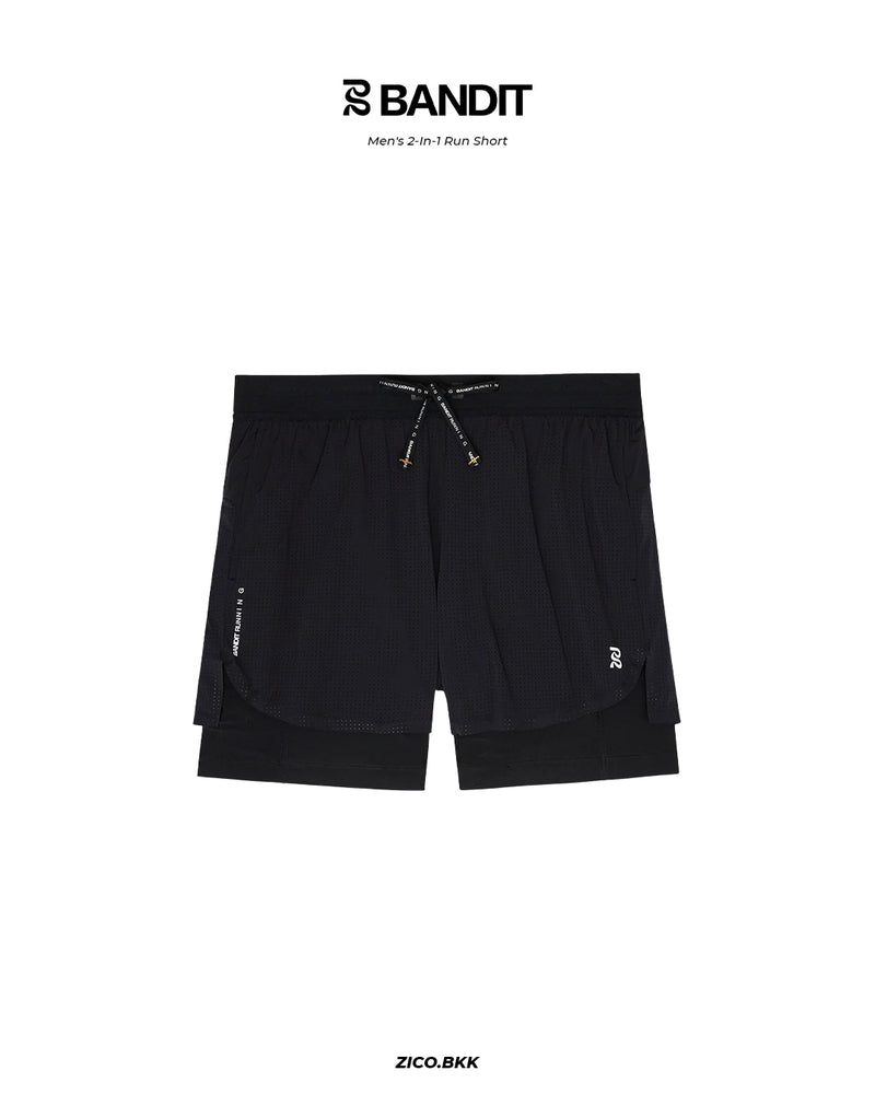 Bandit Vento Men's 2-In-1 Run Shorts Black - Bandit Running Running Shorts | ZICO.BKK