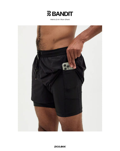 Bandit Vento Men’s 2-In-1 Run Shorts (Black)