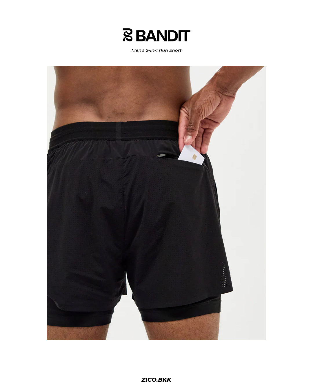 Bandit Vento Men’s 2-In-1 Run Shorts (Black)