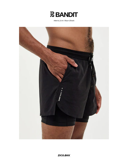 Bandit Vento Men’s 2-In-1 Run Shorts (Black)