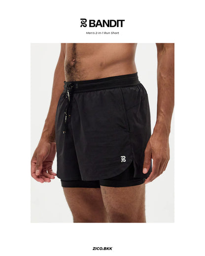 Bandit Vento Men’s 2-In-1 Run Shorts (Black)