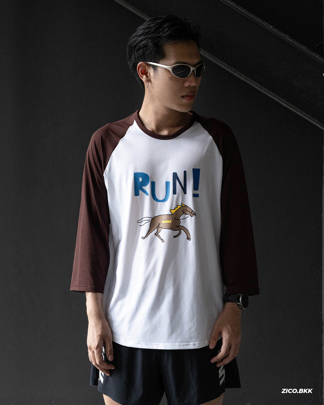 EOU Horse Raglan Mesh Long Sleeve Tee