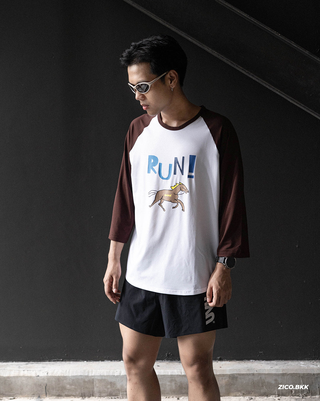 EOU Horse Raglan Mesh Long Sleeve Tee