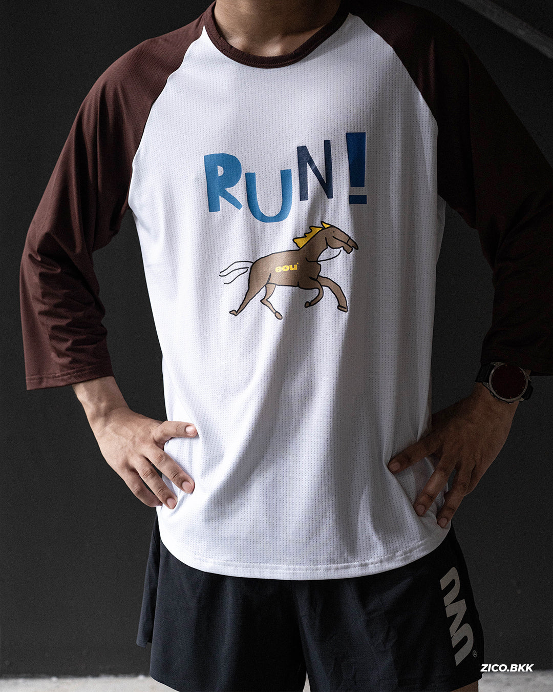 EOU Horse Raglan Mesh Long Sleeve Tee