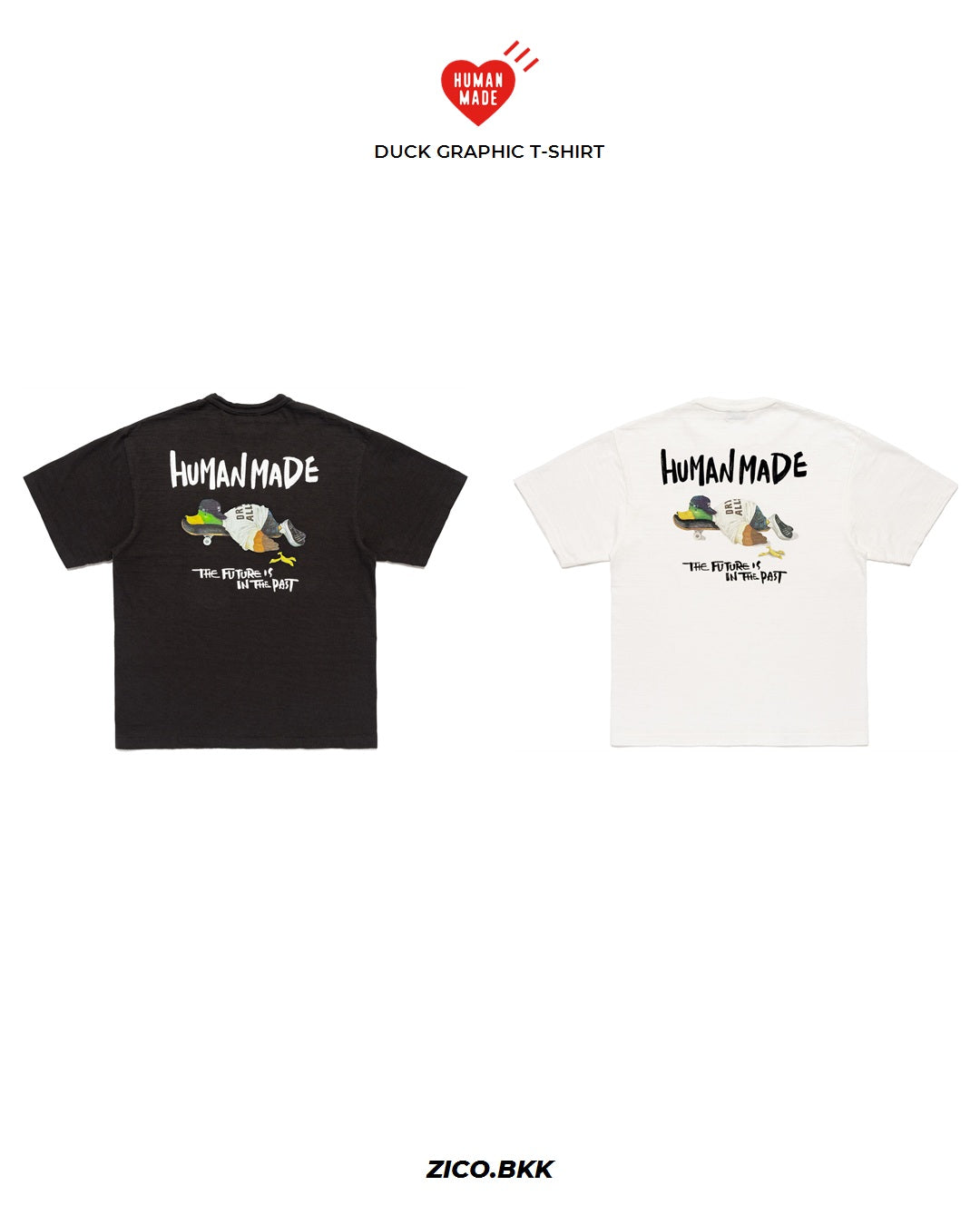 Human Made Duck Graphic T-Shirt HM31TE030 — cropped Black and White back graphics, ZICO.BKK hero