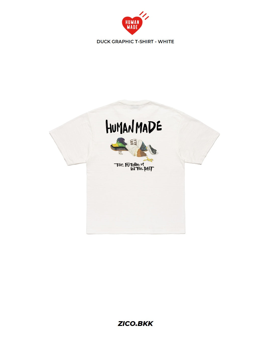 Human Made Duck Graphic T-Shirt HM31TE030 — White color option, back graphic