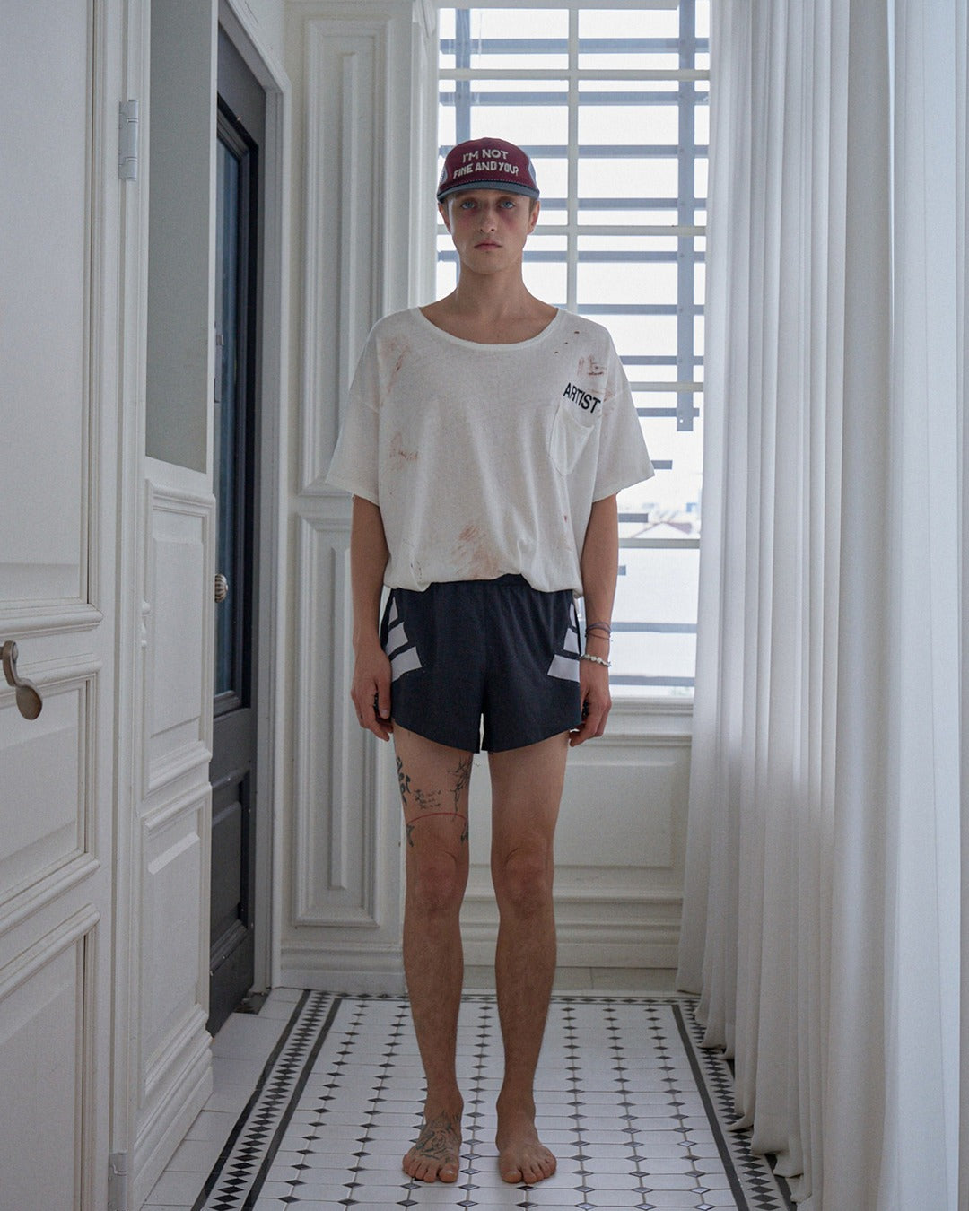 IAMNOTELITE RIPOFF RUNNING CAP BURGUNDY model front full body