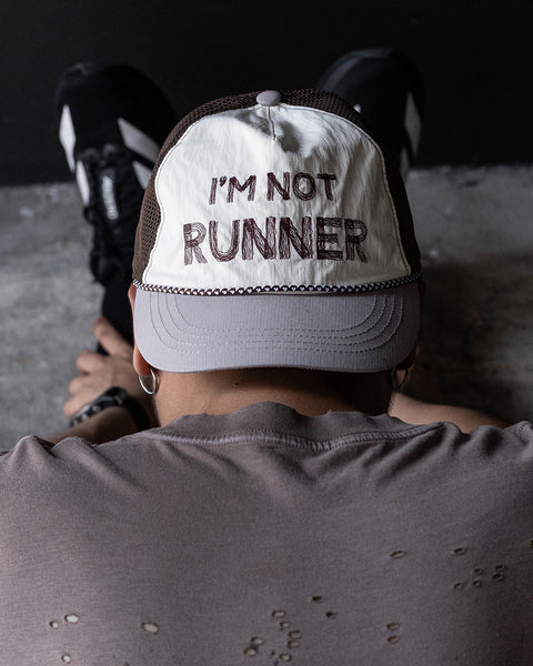 IAMNOTELITE Ripoff Running Cap [I'M NOT RUNNER] - Ivory / Brown - Ivory / Brown - second view