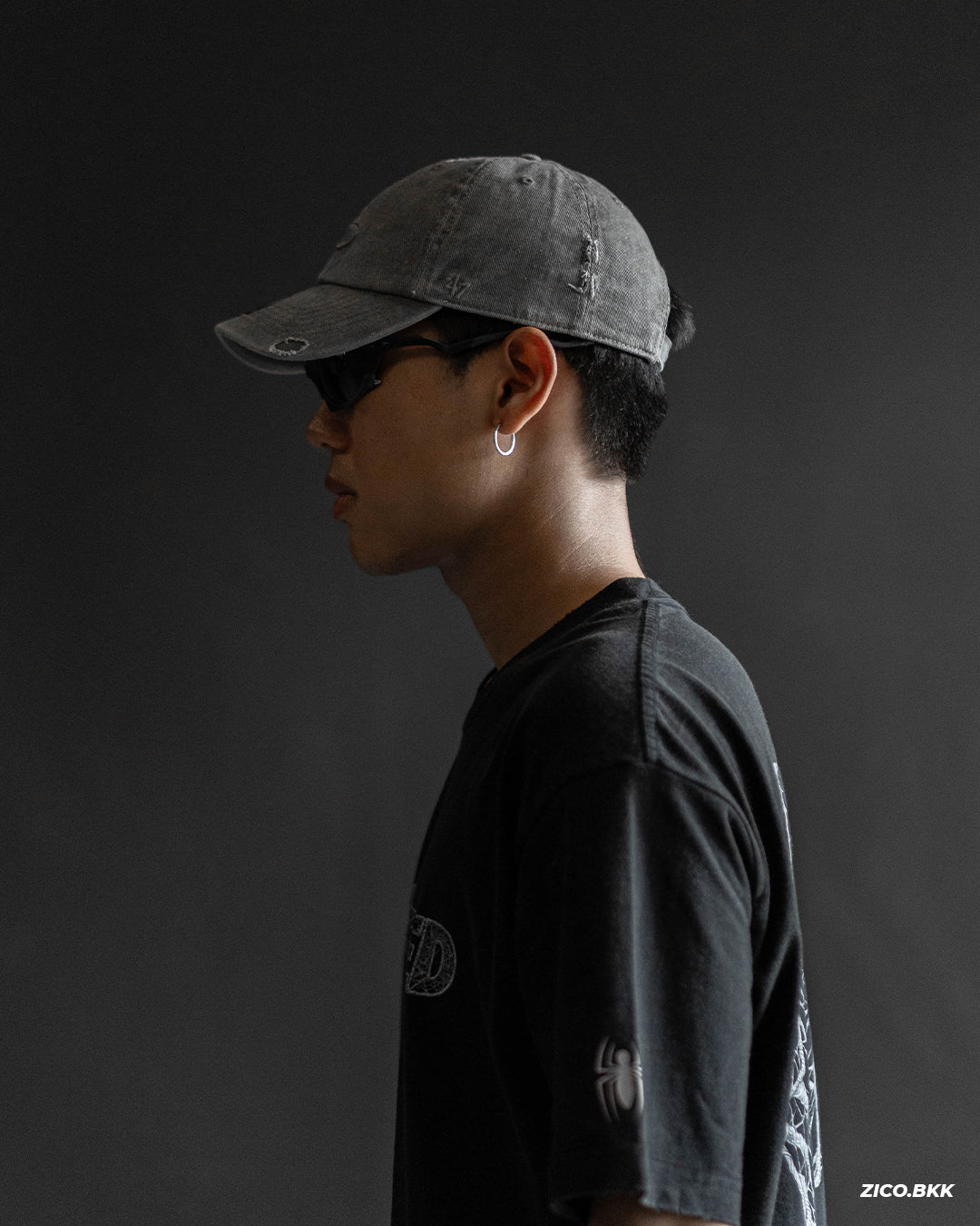 Oakley '47 Reserve Distressed Cap - Granite Gray on-body side | ZICO.BKK