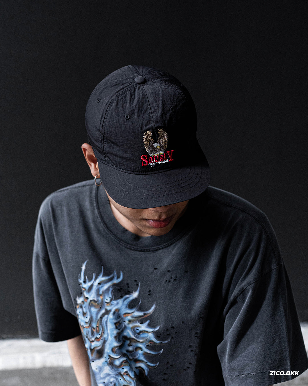 Satisfy FliteSilk™ 5-Panel Pinch Cap (Eagle Offroad) - Black