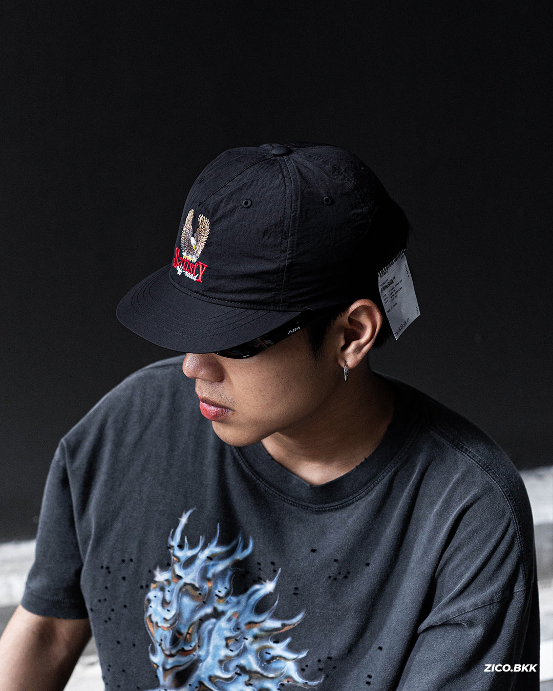 Satisfy FliteSilk™ 5-Panel Pinch Cap (Eagle Offroad) - Black