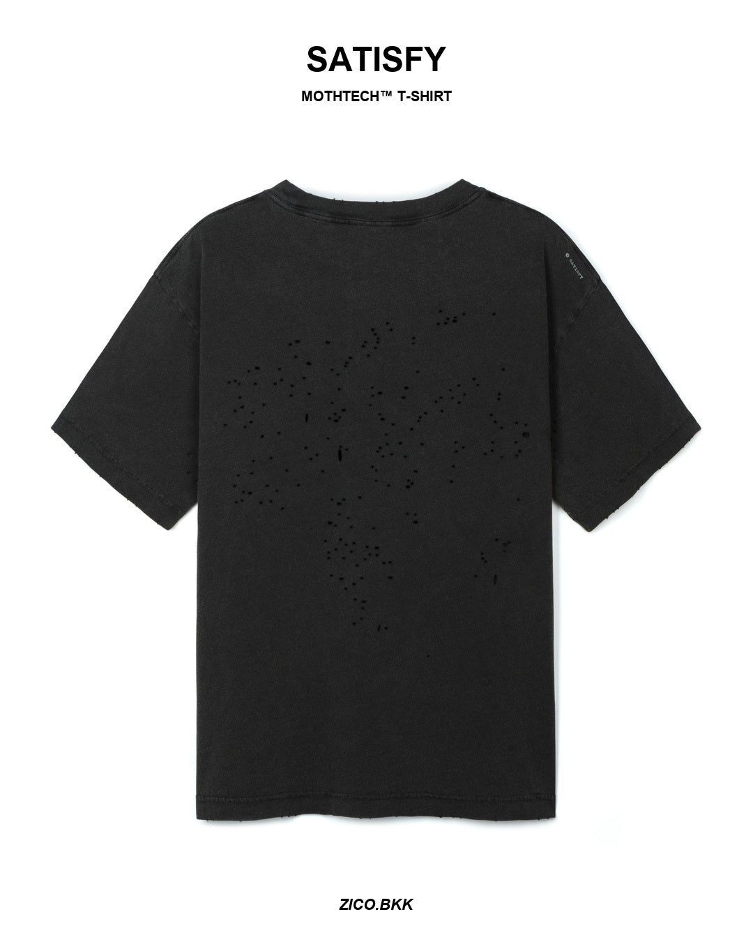 Satisfy MothTech T-Shirt Running Equipment Aged Black back product from SATISFY web source - ZICO.BKK