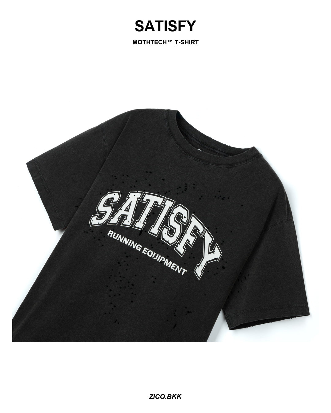Satisfy MothTech T-Shirt Running Equipment Aged Black side product from SATISFY web source - ZICO.BKK