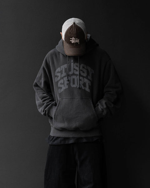 Stussy Block Sport Hoodie Garment Dyed - Faded Black - Faded Black - second view