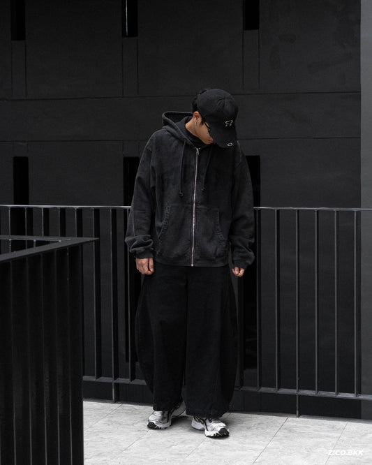 Stüssy Faded Graphic Zip Hoodie - Washed Black