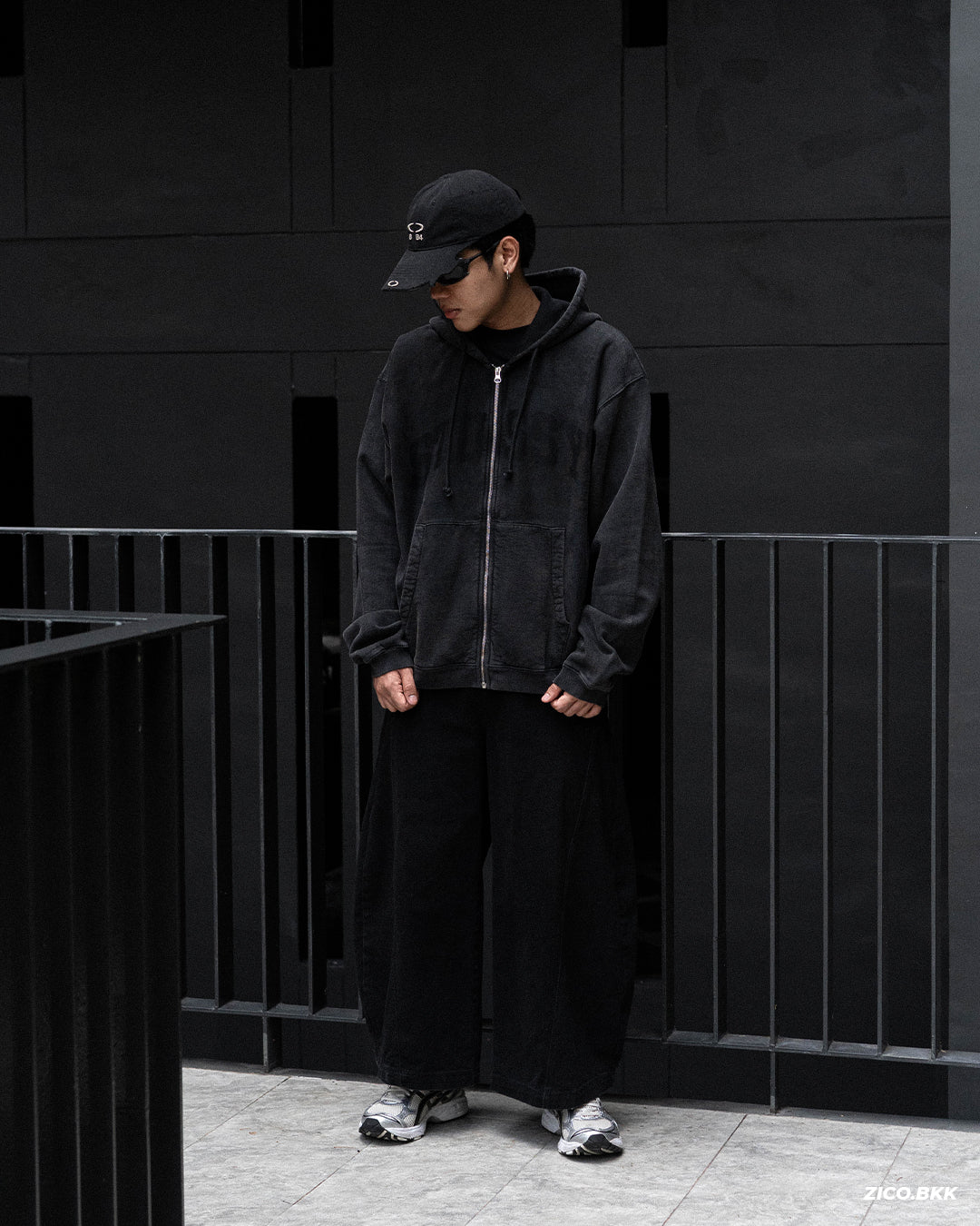 Stüssy Faded Graphic Zip Hoodie - Washed Black