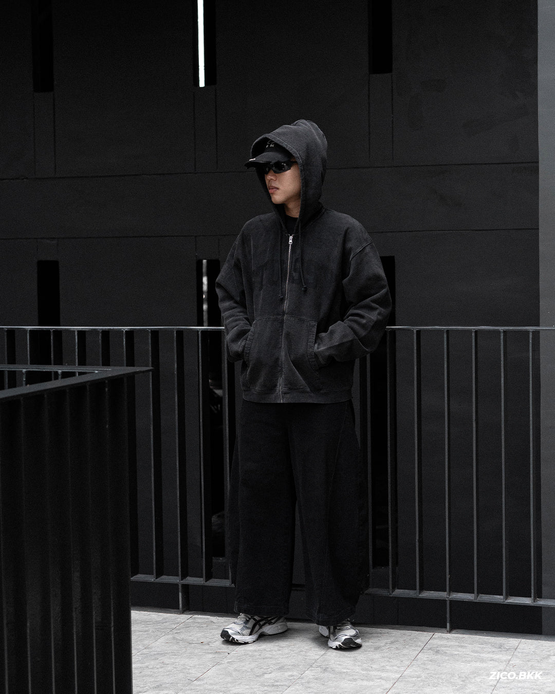 Stüssy Faded Graphic Zip Hoodie - Washed Black