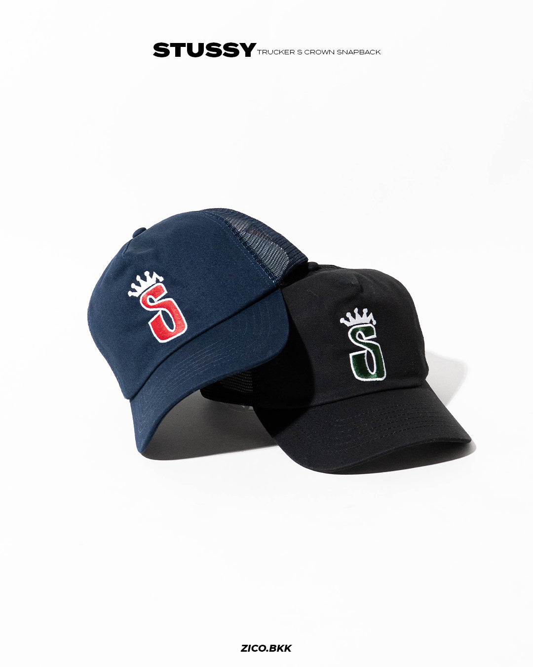 Stussy Trucker S Crown Snapback Cap - Stussy Trucker Cap | ZICO.BKK