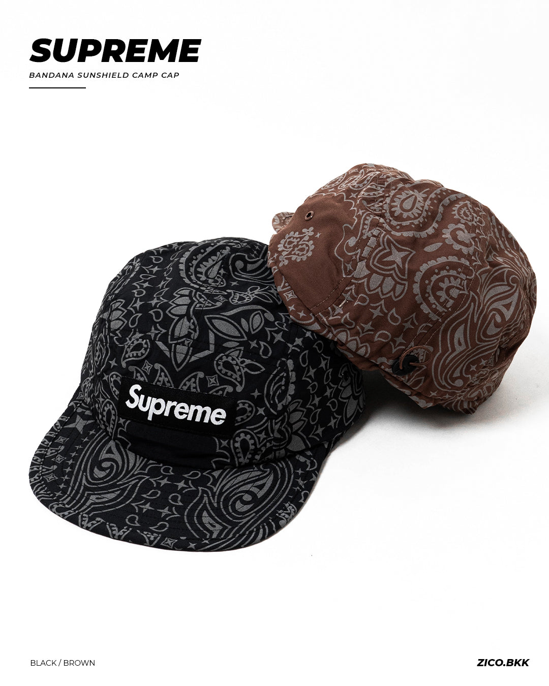 Supreme Reflective Bandana Sunshield Camp Cap | ZICO.BKK – zico.bkk