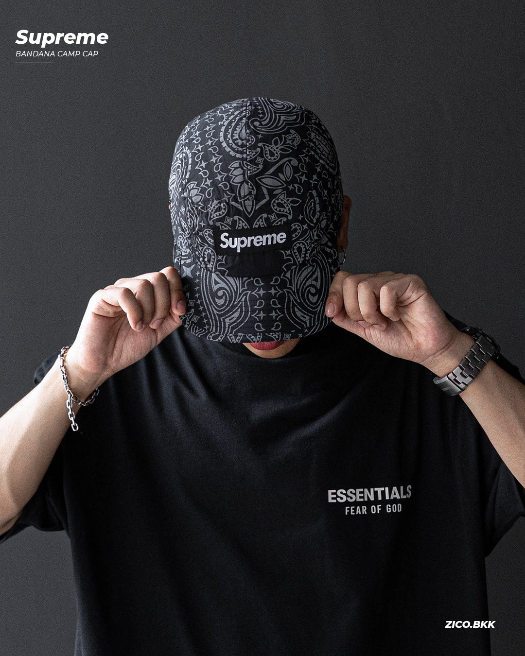 Supreme Reflective Bandana Sunshield Camp Cap (SS26)