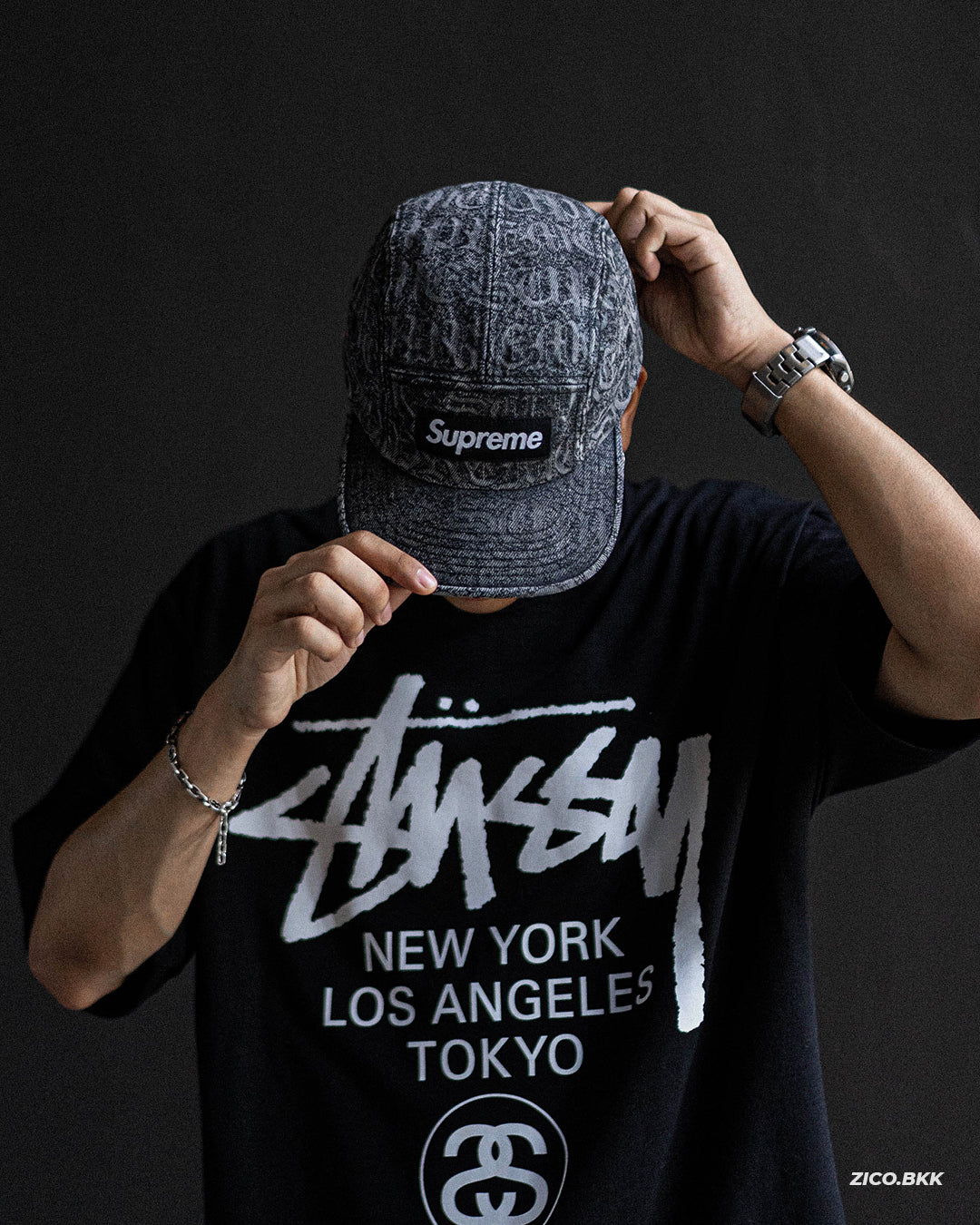 Supreme Stitched Old English Denim Camp Cap (SS26) | Cap | ZICO