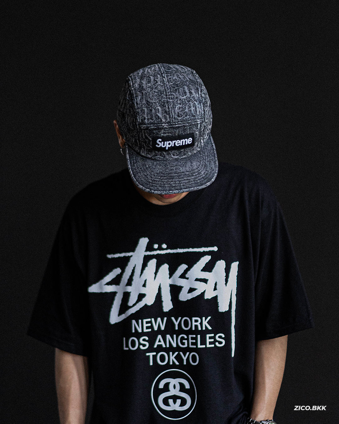 Supreme Stitched Old English Denim Camp Cap (SS26) | Cap | ZICO